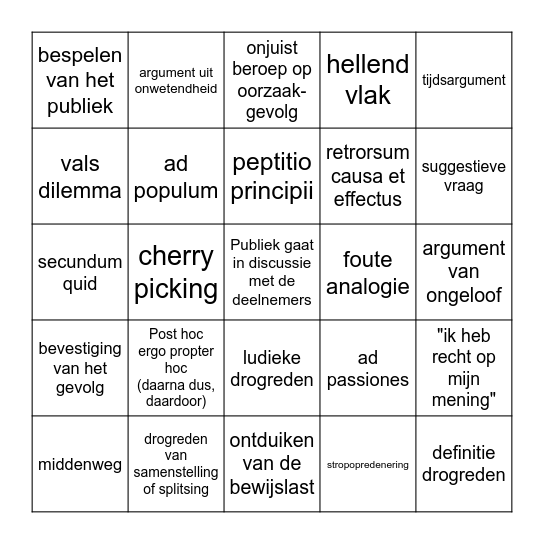 drog bingo Card