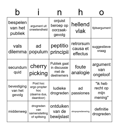 drog bingo Card