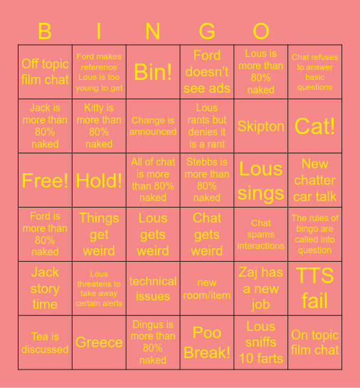 HoTW horror Bingo Card