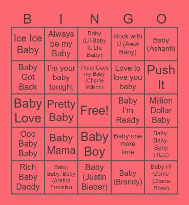 Jenesis Baby Bingo Card