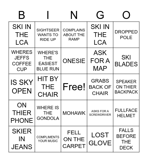 Lifty Bingo Card