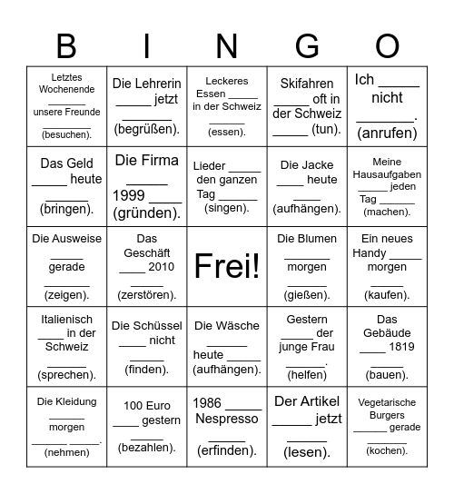 Passiv Bingo Card
