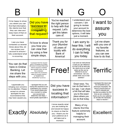 Chat Bingo! Bingo Card
