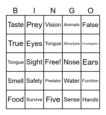Vision and Light Chapter One Bingo Card