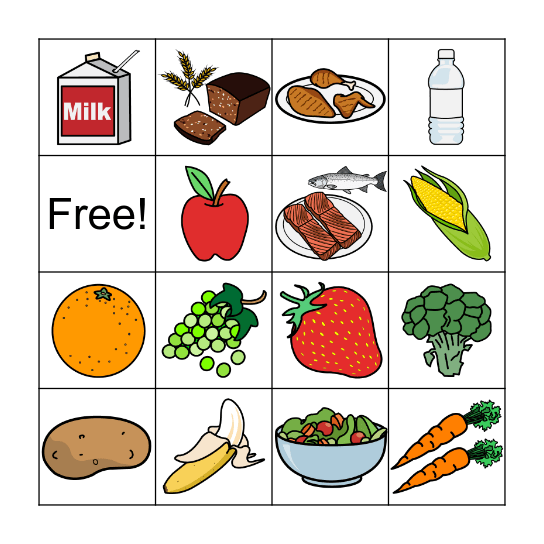 Healthy Foods Bingo Card
