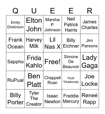 Queer People Bingo Card