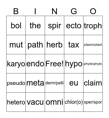 science roots 1 Bingo Card