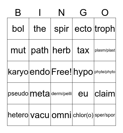 science roots 1 Bingo Card