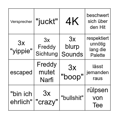 Narfi DBD Bingo Card