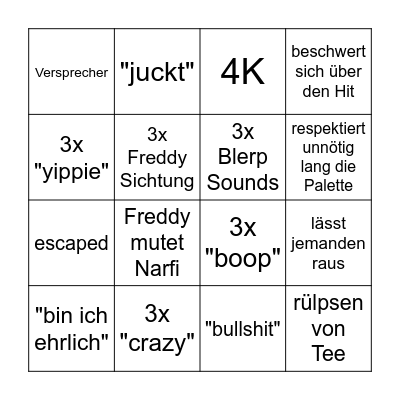 Narfi DBD Bingo Card