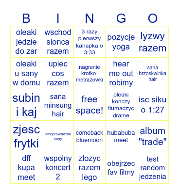 sana i oleaki 2025 Bingo Card