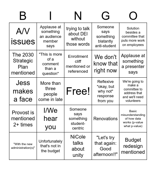 #FulfillingThePromise Bingo Card