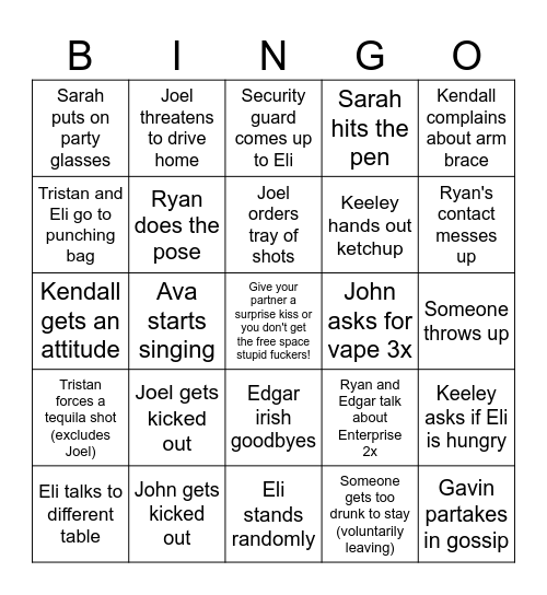 REKK Secret Bingo Card
