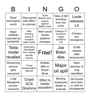2025 Bingo Card