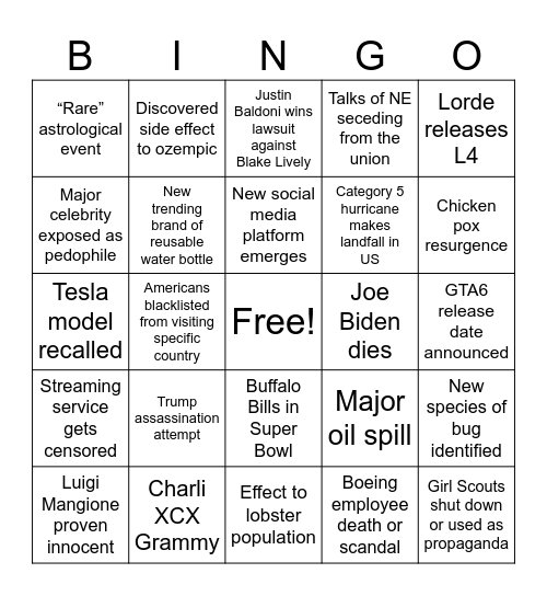 2025 Bingo Card