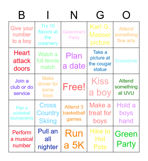 Kennadee's Spring Adventure 2025 Bingo Card