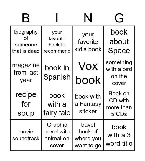 Find an item that.... Bingo Card