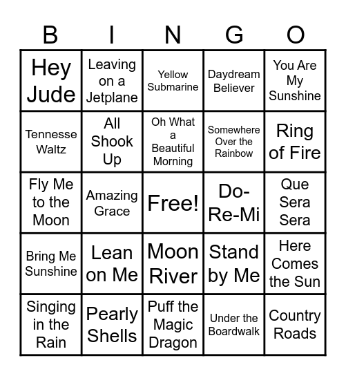 Music Bingo Card