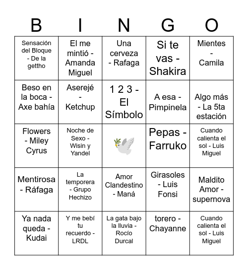 BINGO MUSICAL Bingo Card