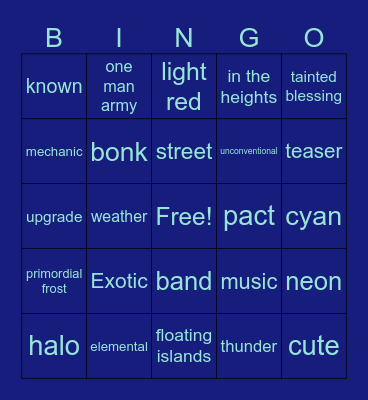 wardens word gaem Bingo Card