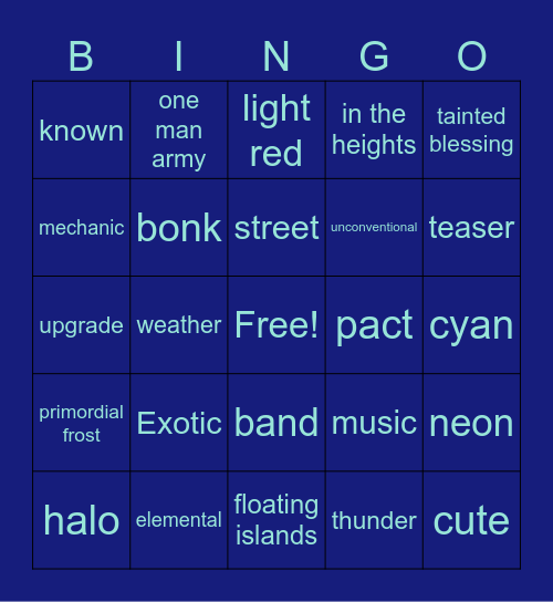 wardens word gaem Bingo Card