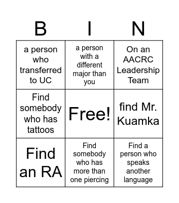 Kumka Social Bingo Card