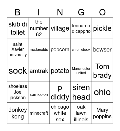 skibidi bingo Card