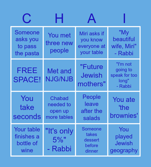 AM YISRAEL Bingo Card