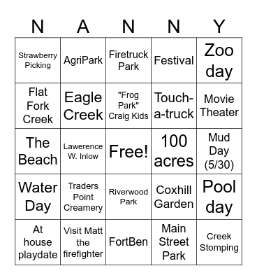 Summer 2025 Bingo Card