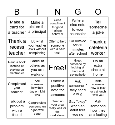 KINDNESS BINGO Card