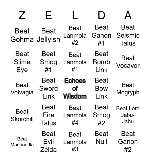 Echoes of Wisdom Bingo Card