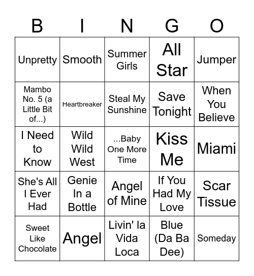 Party Like it's 1999 Bingo Card