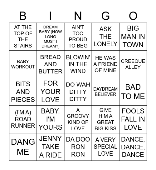 MB #75  -  Ultimate 1960s Bingo Card