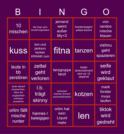 abifeier mega bingo Card