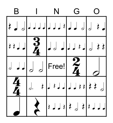 Rhythm Bingo - Quarter/Half Bingo Card