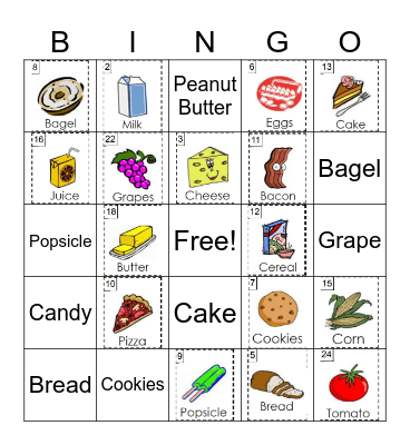 Foods Bingo Card