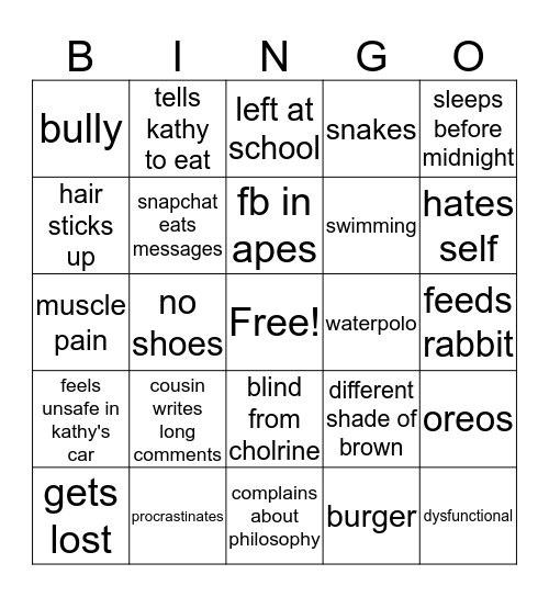 J Bingo Card