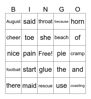 January Bingo Card