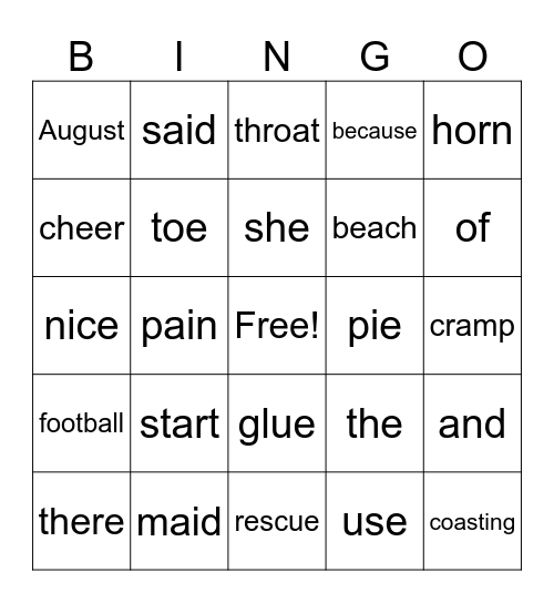 January Bingo Card
