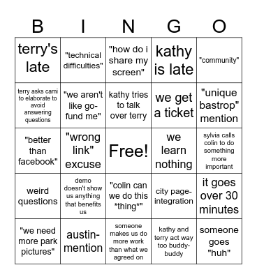 See MY Legassy Bingo Card