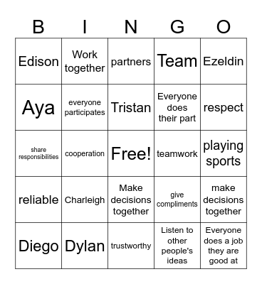 Teamwork Bingo Card