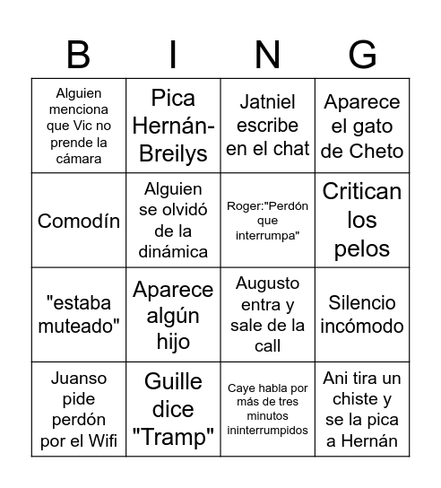 Call Viernes Bingo Card