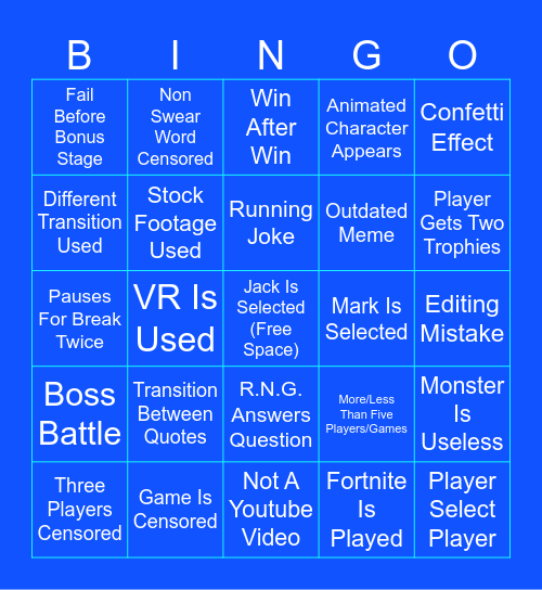 Player Select Bingo (Seasons 2-3) Bingo Card