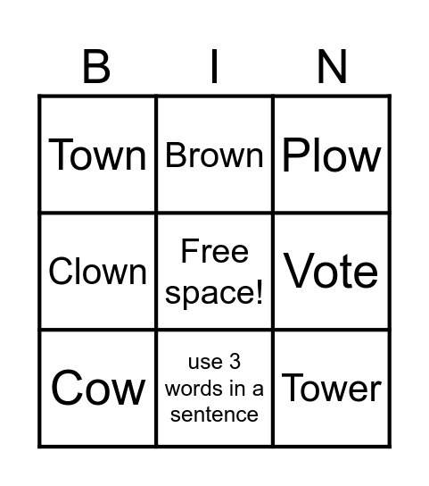 SIGHT WORDS BINGO Card