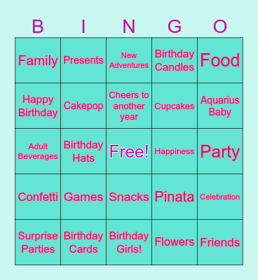 Birthday Bingo Card