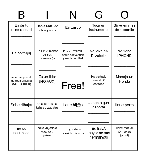 ENCUENTRA ALGUIEN QUE ... Bingo Card