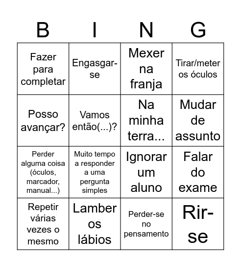 FQ Bingo Card