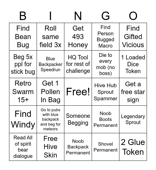 BSS Bingo Card