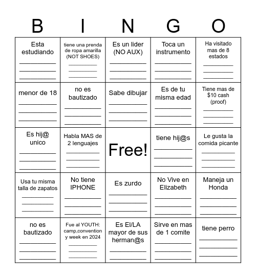 ENCUENTRA ALGUIEN QUE ... Bingo Card