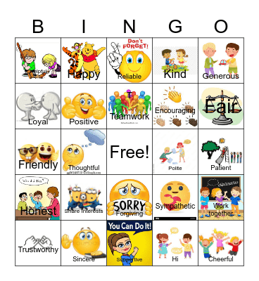 Friendship Bingo Card